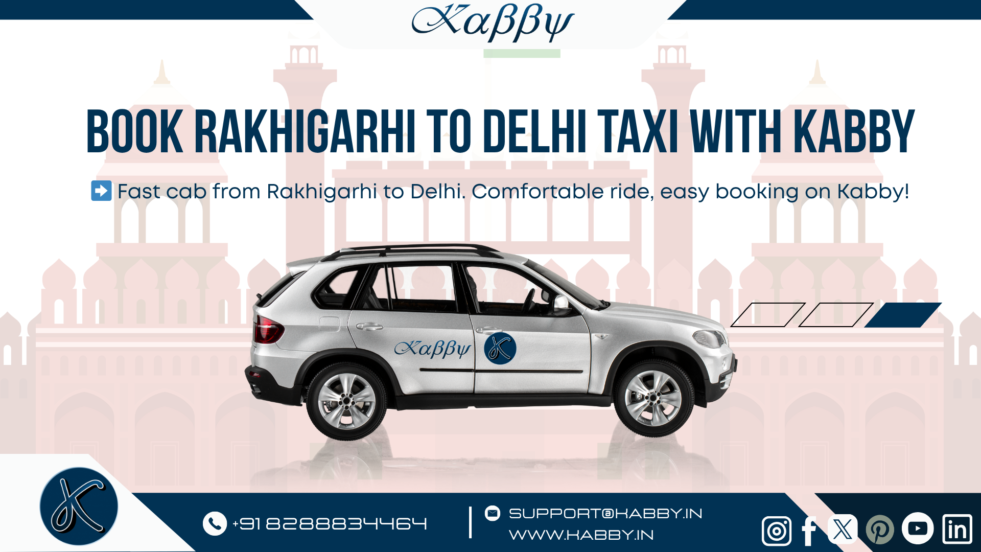 Book Rakhigarhi to Delhi Taxi With Kabby